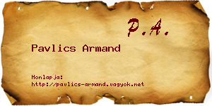 Pavlics Armand névjegykártya